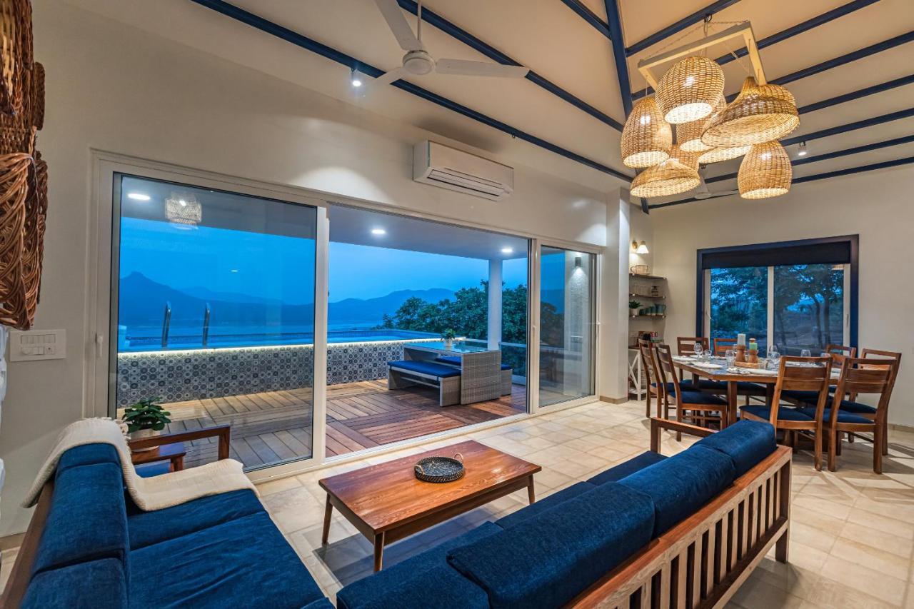 Saffronstays Kaia Waters By Kosha Villas, Pawna - Greek Style Villa With Panoramic View Of Pawna Lake Kolvan Bagian luar foto